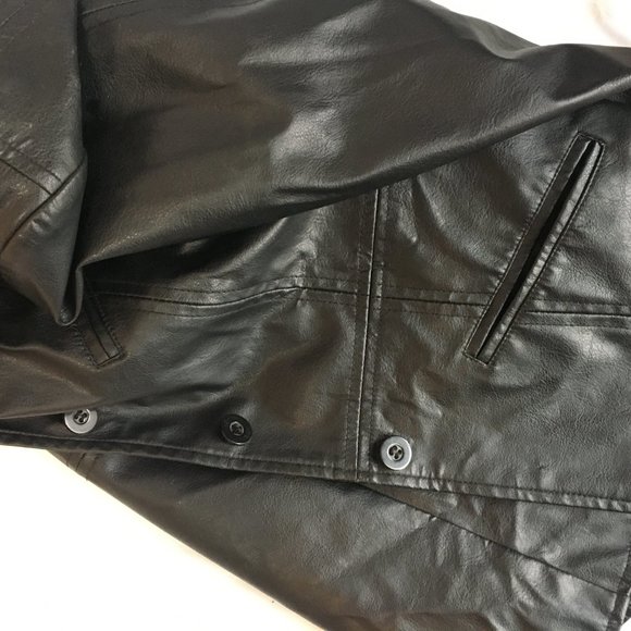 Grunge Black Faux Leather Button Jacket Coat Halloween Costume Child Youth Sz 8 - Picture 11 of 11